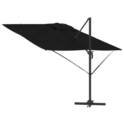 vidaXL Roma Parasol Black 286 x 284 x 265 cm Aluminium and Polyester