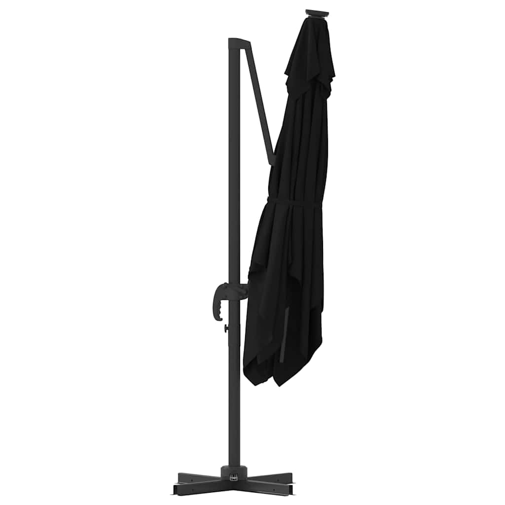 vidaXL Roma Parasol Black 286 x 284 x 265 cm Aluminium and Polyester
