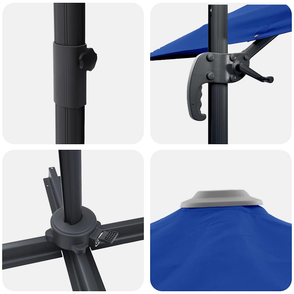 vidaXL Roma Parasol Blue 286 x 284 x 265 cm Aluminium and Polyester