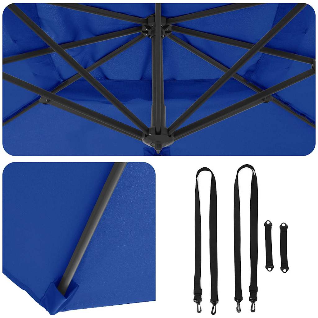 vidaXL Roma Parasol Blue 286 x 284 x 265 cm Aluminium and Polyester