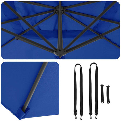 vidaXL Roma Parasol Blue 286 x 284 x 265 cm Aluminium and Polyester