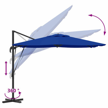 vidaXL Roma Parasol Blue 286 x 284 x 265 cm Aluminium and Polyester