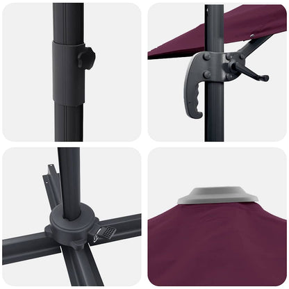vidaXL Roma Parasol Red 286 x 284 x 265 cm Aluminium and Polyester