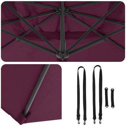 vidaXL Roma Parasol Red 286 x 284 x 265 cm Aluminium and Polyester