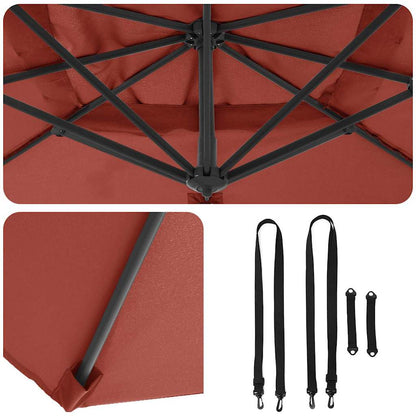 vidaXL Roma Parasol Red 286 x 284 x 265 cm Aluminium and Polyester