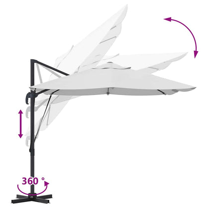 vidaXL Umbrella Sand 351 x 250 x 260 cm Polyester and Aluminium