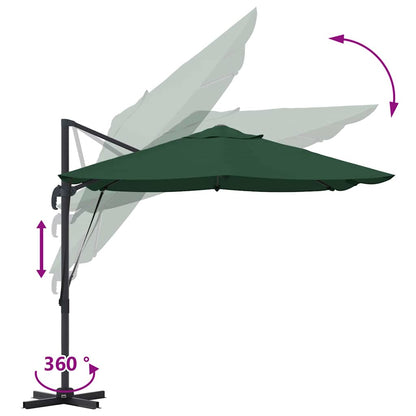 vidaXL Umbrella Green 351 x 250 x 260 cm Polyester and Aluminium