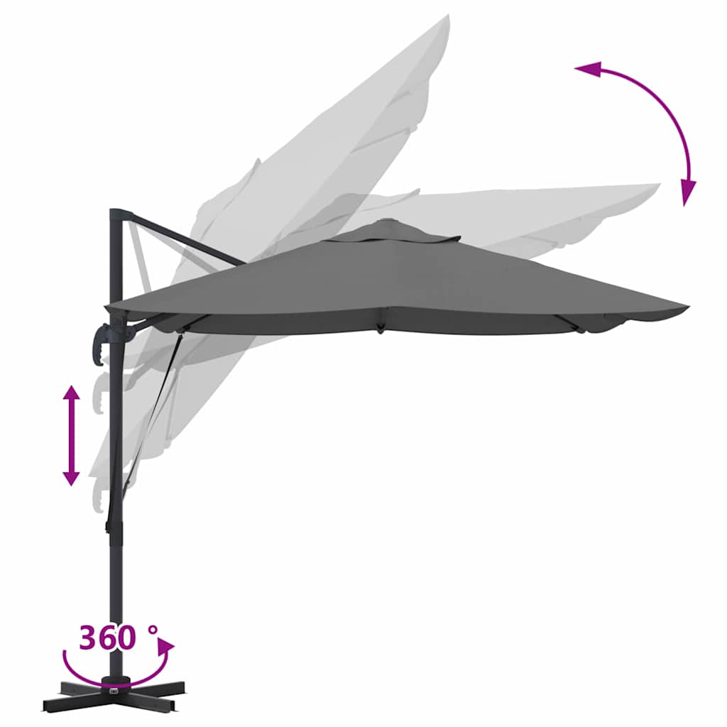 vidaXL Umbrella Anthracite 351 x 250 x 260 cm Polyester and Aluminium
