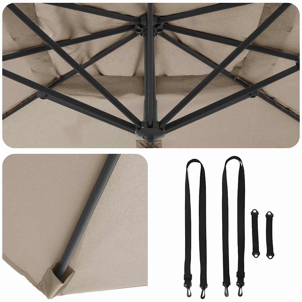 vidaXL Umbrella Taupe 351 x 250 x 260 cm Polyester and Aluminium