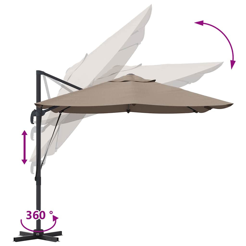 vidaXL Umbrella Taupe 351 x 250 x 260 cm Polyester and Aluminium