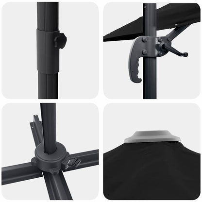 vidaXL Umbrella Black 351 x 250 x 260 cm Polyester and Aluminium