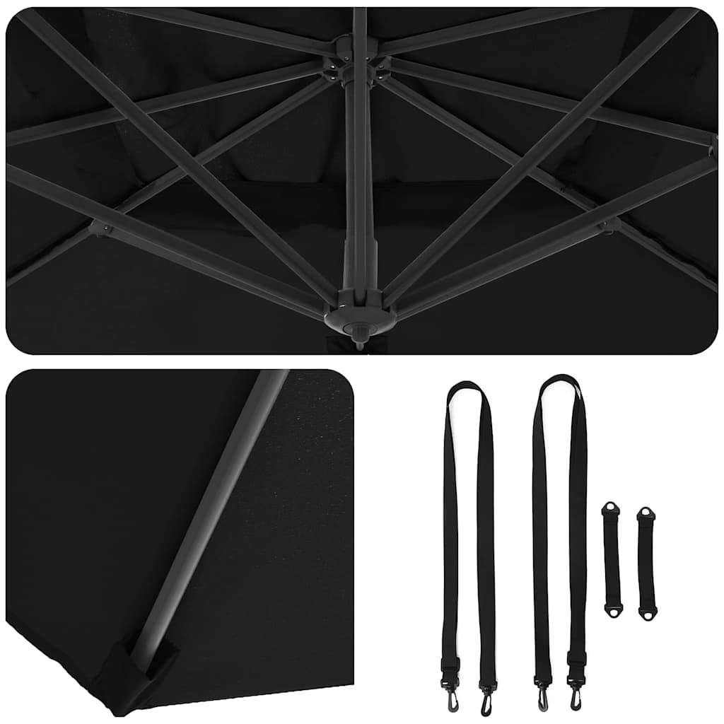 vidaXL Umbrella Black 351 x 250 x 260 cm Polyester and Aluminium