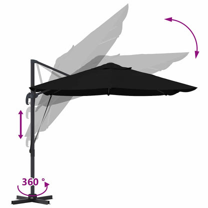 vidaXL Umbrella Black 351 x 250 x 260 cm Polyester and Aluminium