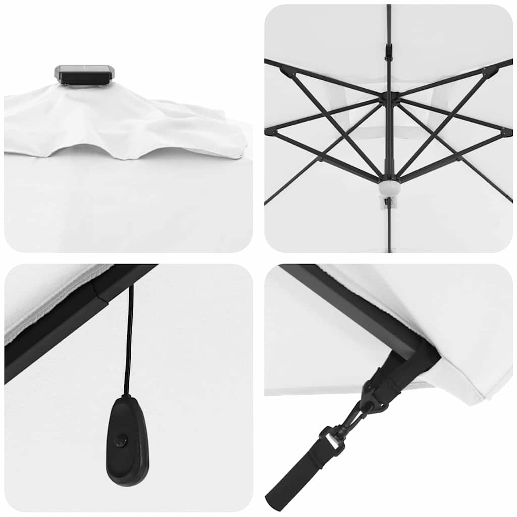 vidaXL Roma Parasol Beige 286 x 284 x 270 cm Aluminium and Polyester