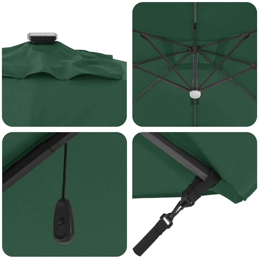 vidaXL Roma Parasol Green 286 x 284 x 270 cm Aluminium and Polyester