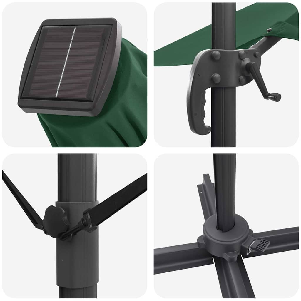 vidaXL Roma Parasol Green 286 x 284 x 270 cm Aluminium and Polyester