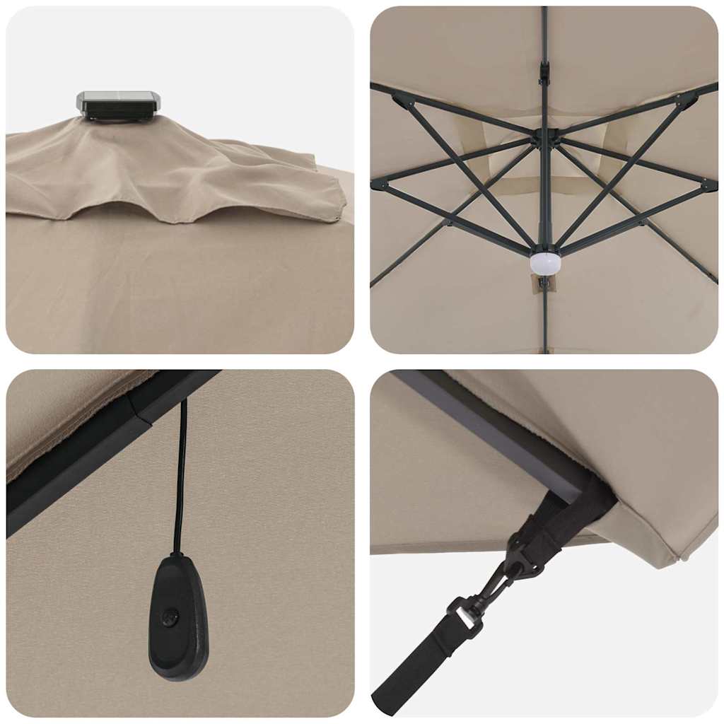vidaXL Roma Parasol Taupe 286 x 284 x 270 cm Aluminium and Polyester