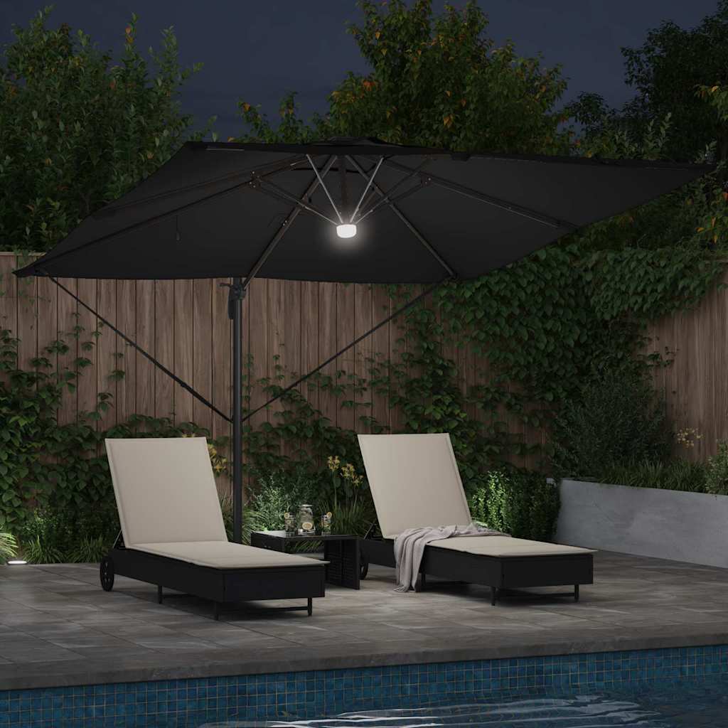 vidaXL Roma Parasol Black 286 x 284 x 270 cm Aluminium and Polyester