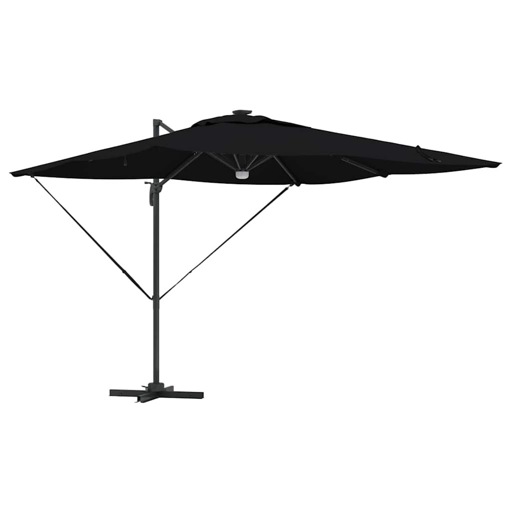vidaXL Roma Parasol Black 286 x 284 x 270 cm Aluminium and Polyester