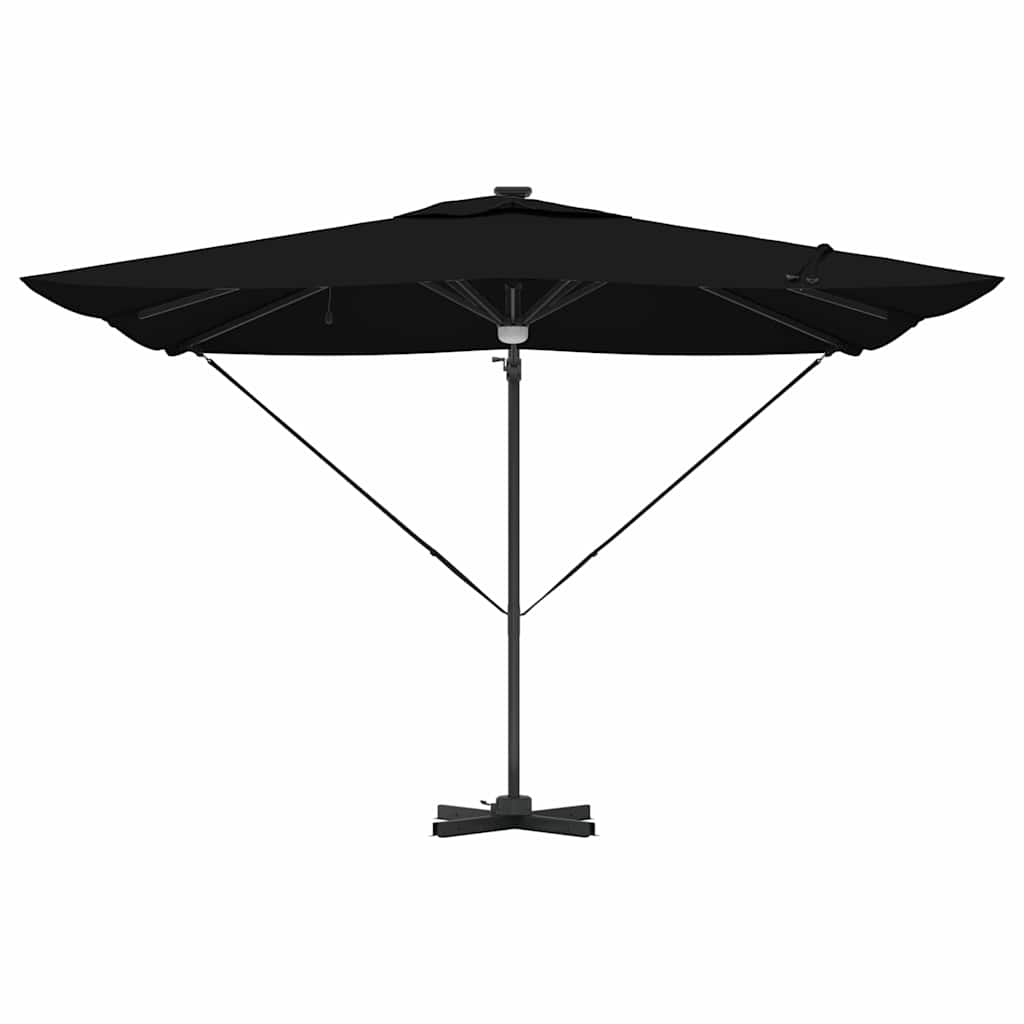 vidaXL Roma Parasol Black 286 x 284 x 270 cm Aluminium and Polyester