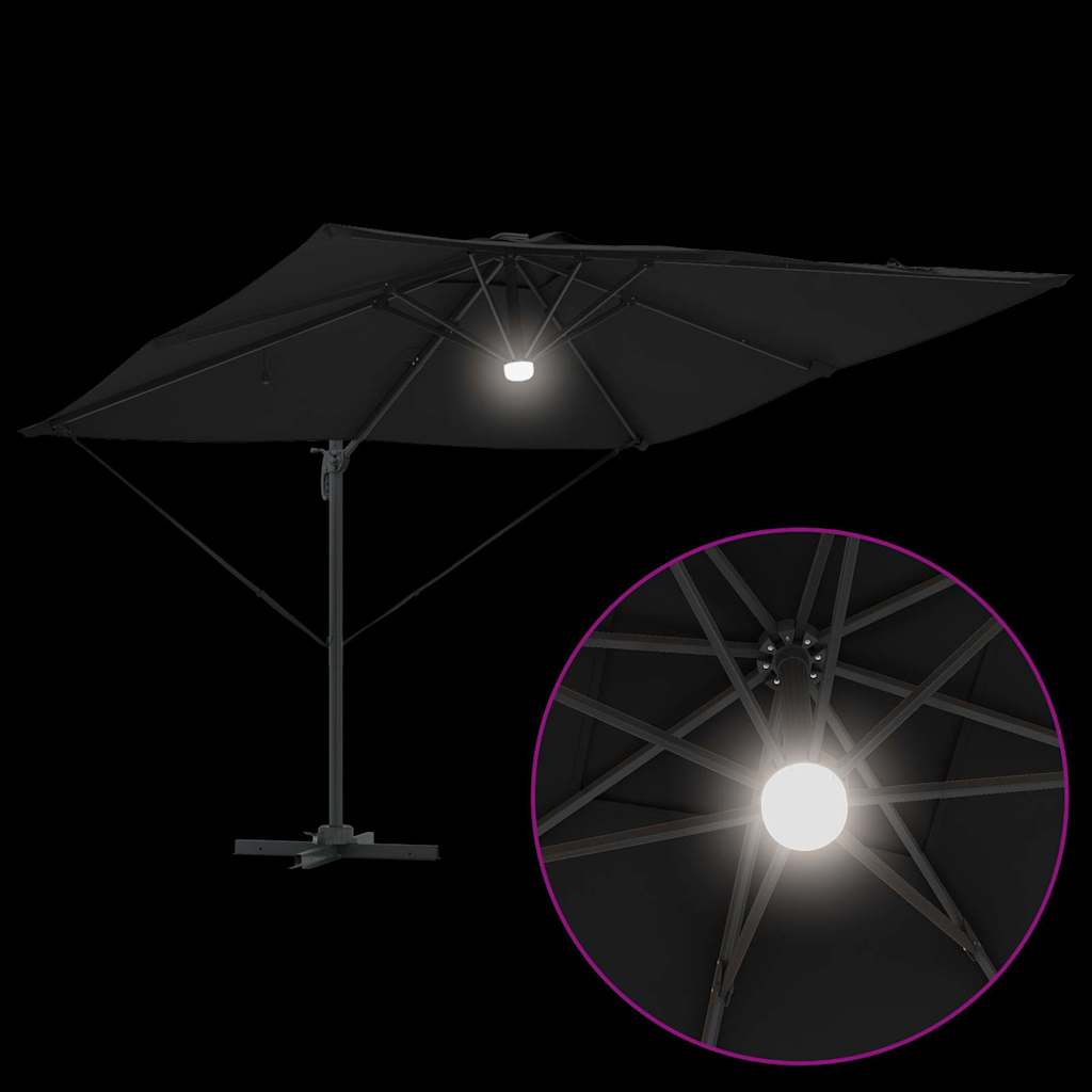 vidaXL Roma Parasol Black 286 x 284 x 270 cm Aluminium and Polyester