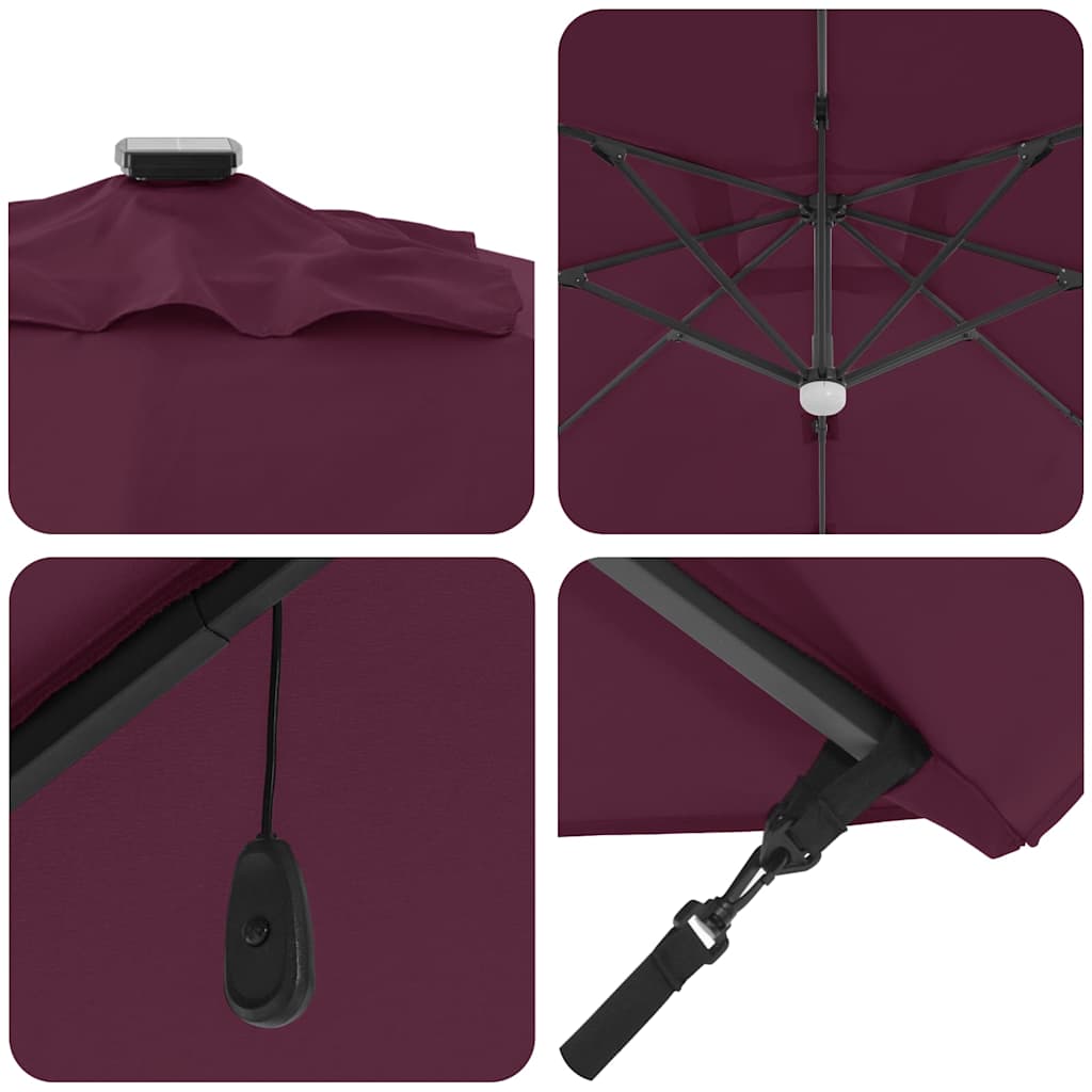 vidaXL Roma Parasol Red 286 x 284 x 270 cm Aluminium and Polyester