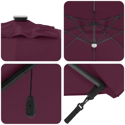 vidaXL Roma Parasol Red 286 x 284 x 270 cm Aluminium and Polyester