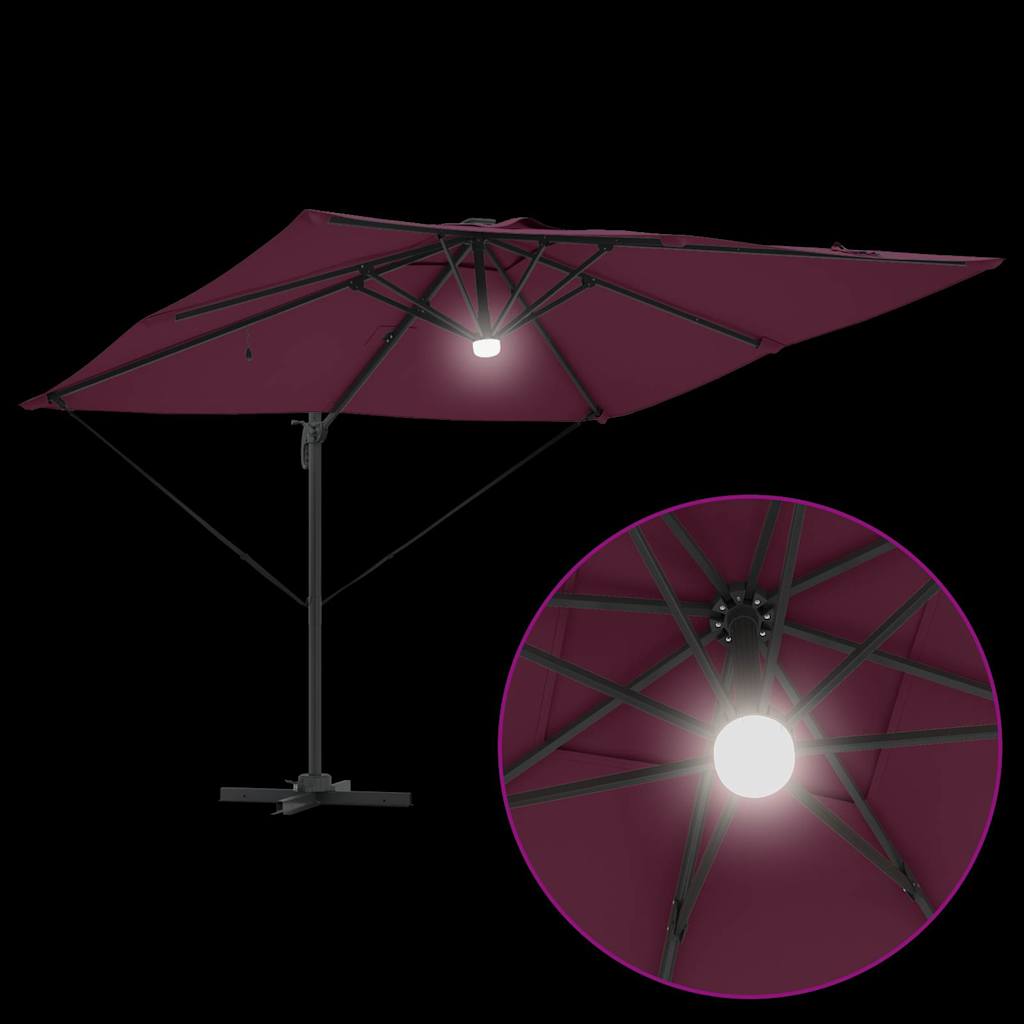 vidaXL Roma Parasol Red 286 x 284 x 270 cm Aluminium and Polyester