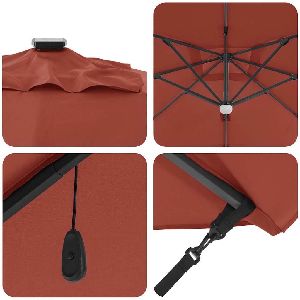 vidaXL Roma Parasol Red 286 x 284 x 270 cm Aluminium and Polyester
