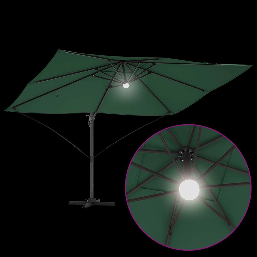 vidaXL Umbrella Green 351 x 250 x 253 cm Polyester and Aluminium
