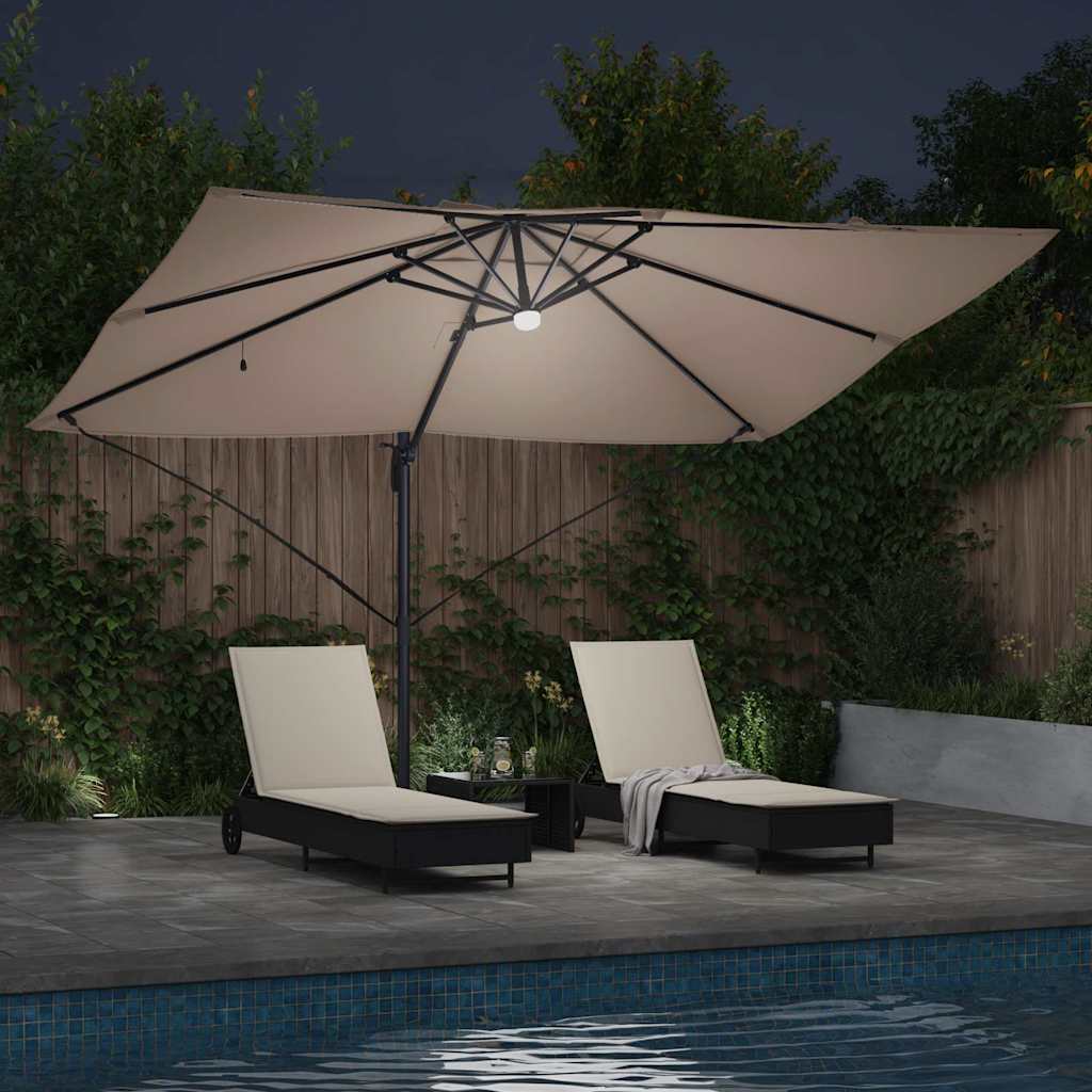 vidaXL Umbrella Taupe 351 x 250 x 253 cm Polyester and Aluminium