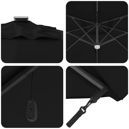 vidaXL Umbrella Black 351 x 250 x 253 cm Polyester and Aluminium
