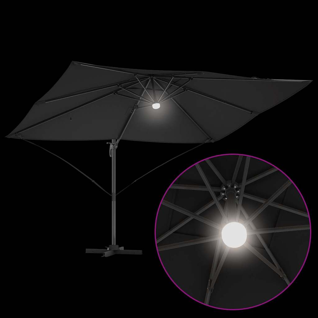 vidaXL Umbrella Black 351 x 250 x 253 cm Polyester and Aluminium