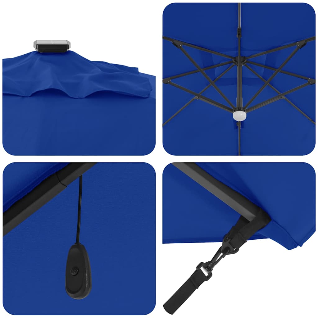 vidaXL Umbrella 351 x 250 x 253 cm Polyester and Aluminium Azurblau