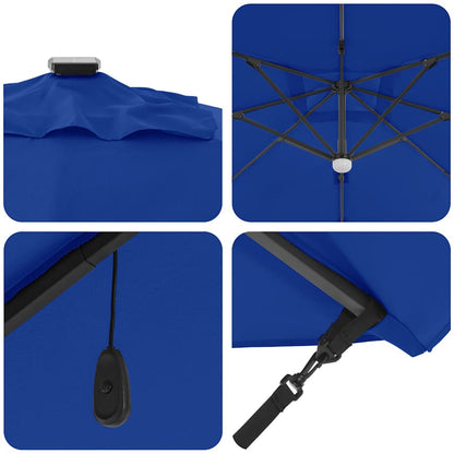 vidaXL Umbrella 351 x 250 x 253 cm Polyester and Aluminium Azurblau