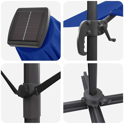 vidaXL Umbrella 351 x 250 x 253 cm Polyester and Aluminium Azurblau