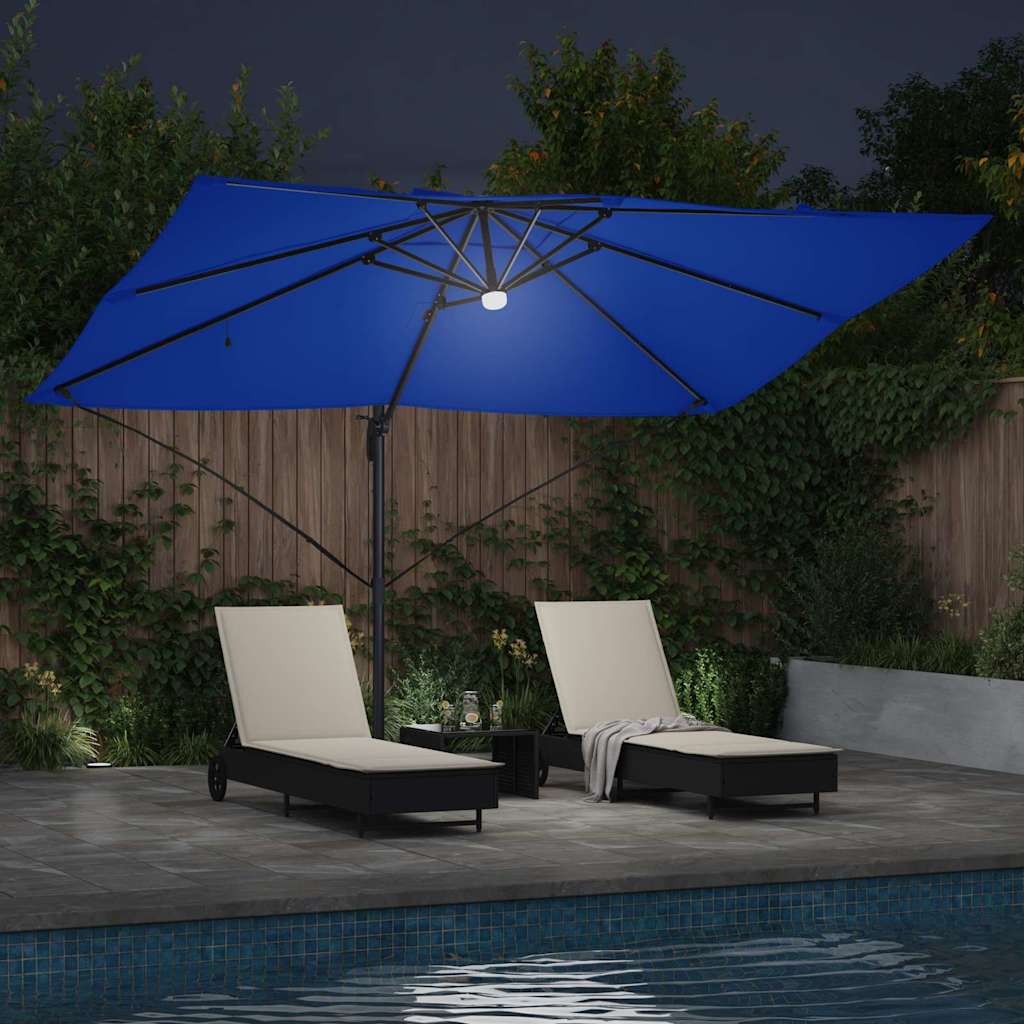 vidaXL Umbrella 351 x 250 x 253 cm Polyester and Aluminium Azurblau