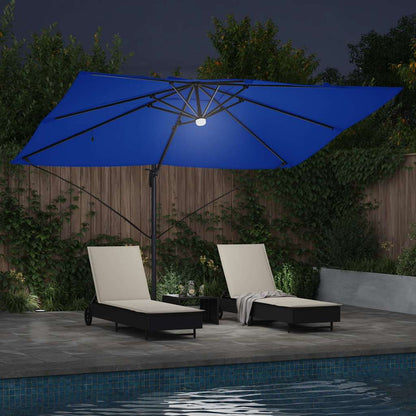 vidaXL Umbrella 351 x 250 x 253 cm Polyester and Aluminium Azurblau