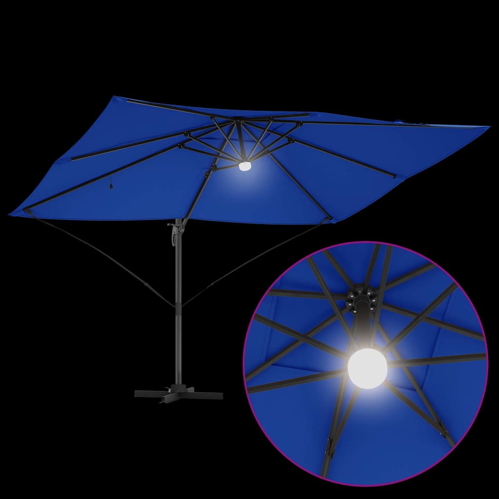 vidaXL Umbrella 351 x 250 x 253 cm Polyester and Aluminium Azurblau