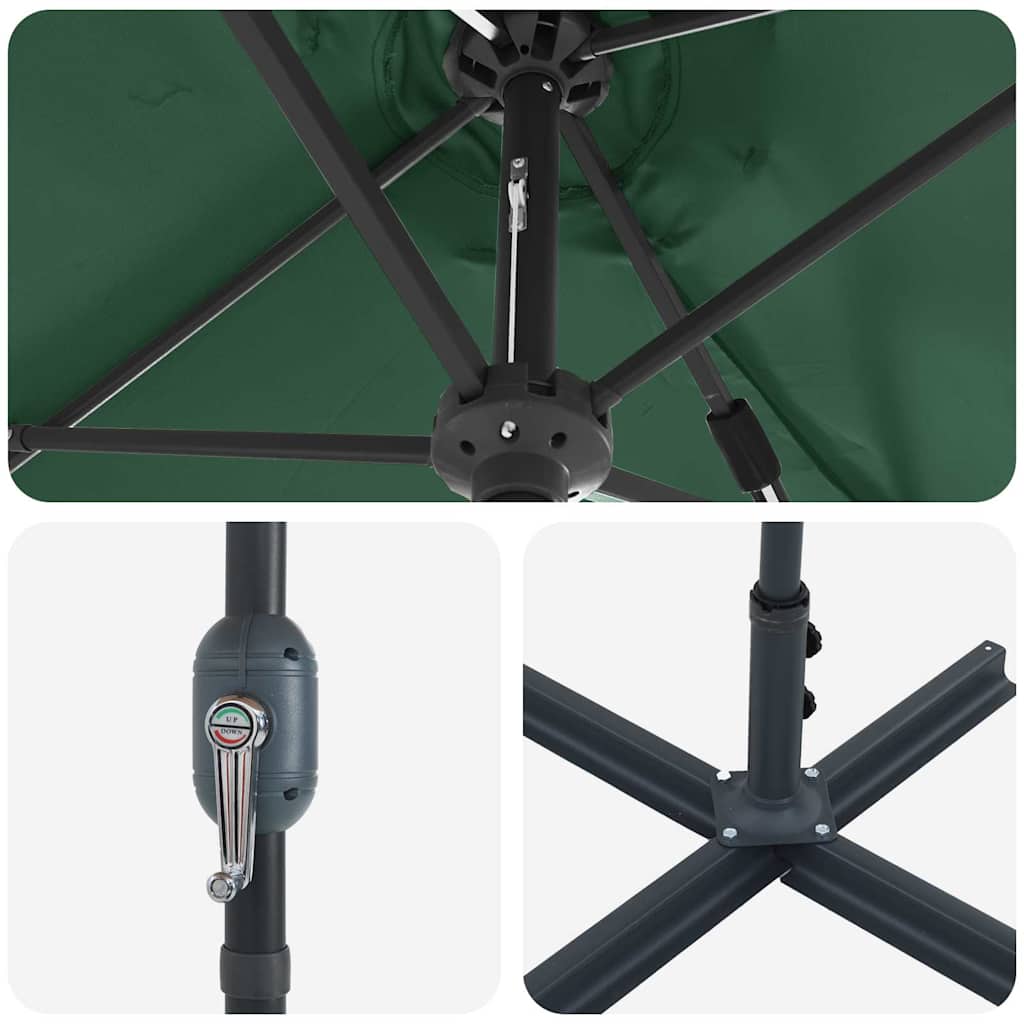 vidaXL Garden Parasol Green 370 x 197 x 239 cm Polyester and Aluminium