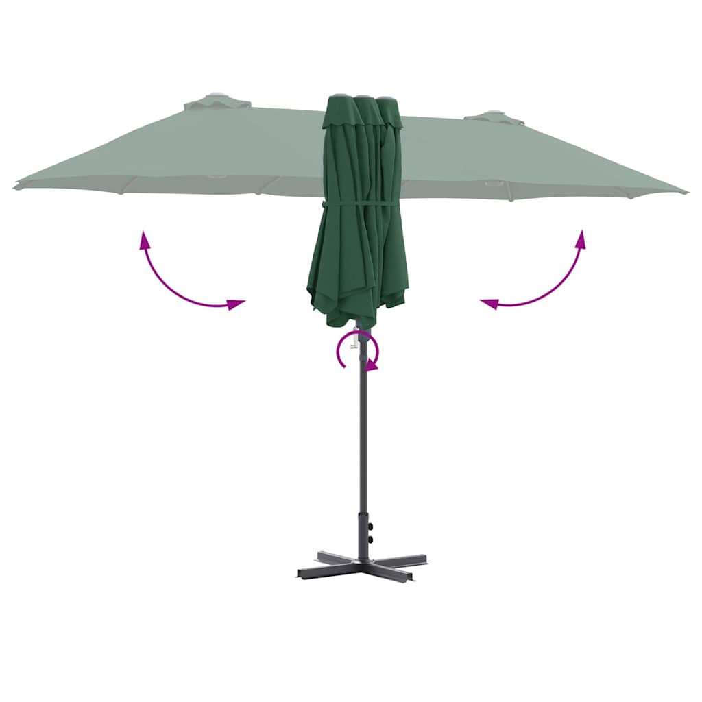 vidaXL Garden Parasol Green 370 x 197 x 239 cm Polyester and Aluminium