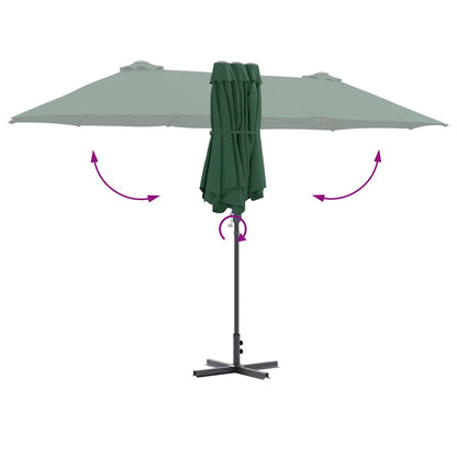 vidaXL Garden Parasol Green 370 x 197 x 239 cm Polyester and Aluminium