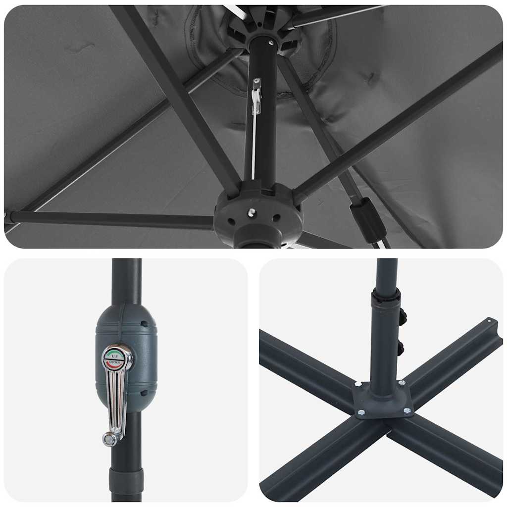 vidaXL Garden Parasol Anthracite 370 x 197 x 239 cm