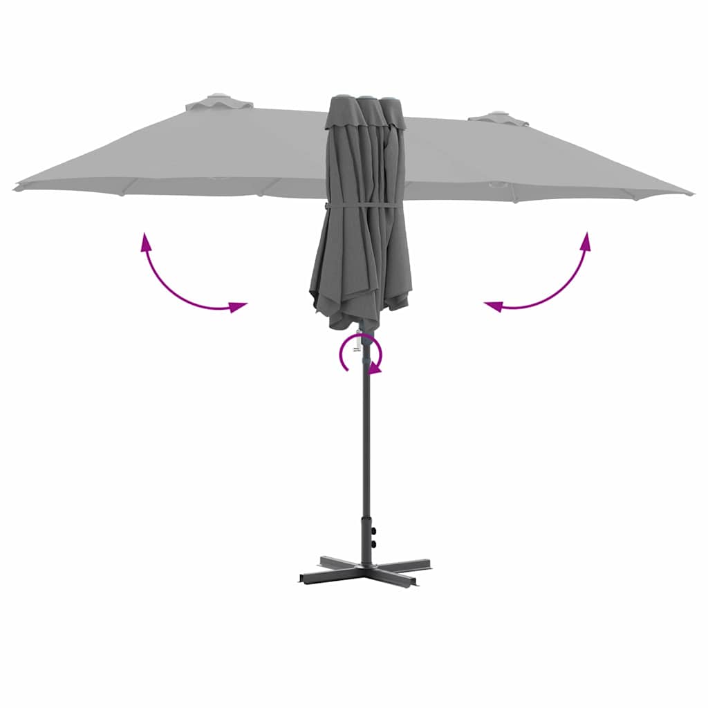 vidaXL Garden Parasol Anthracite 370 x 197 x 239 cm