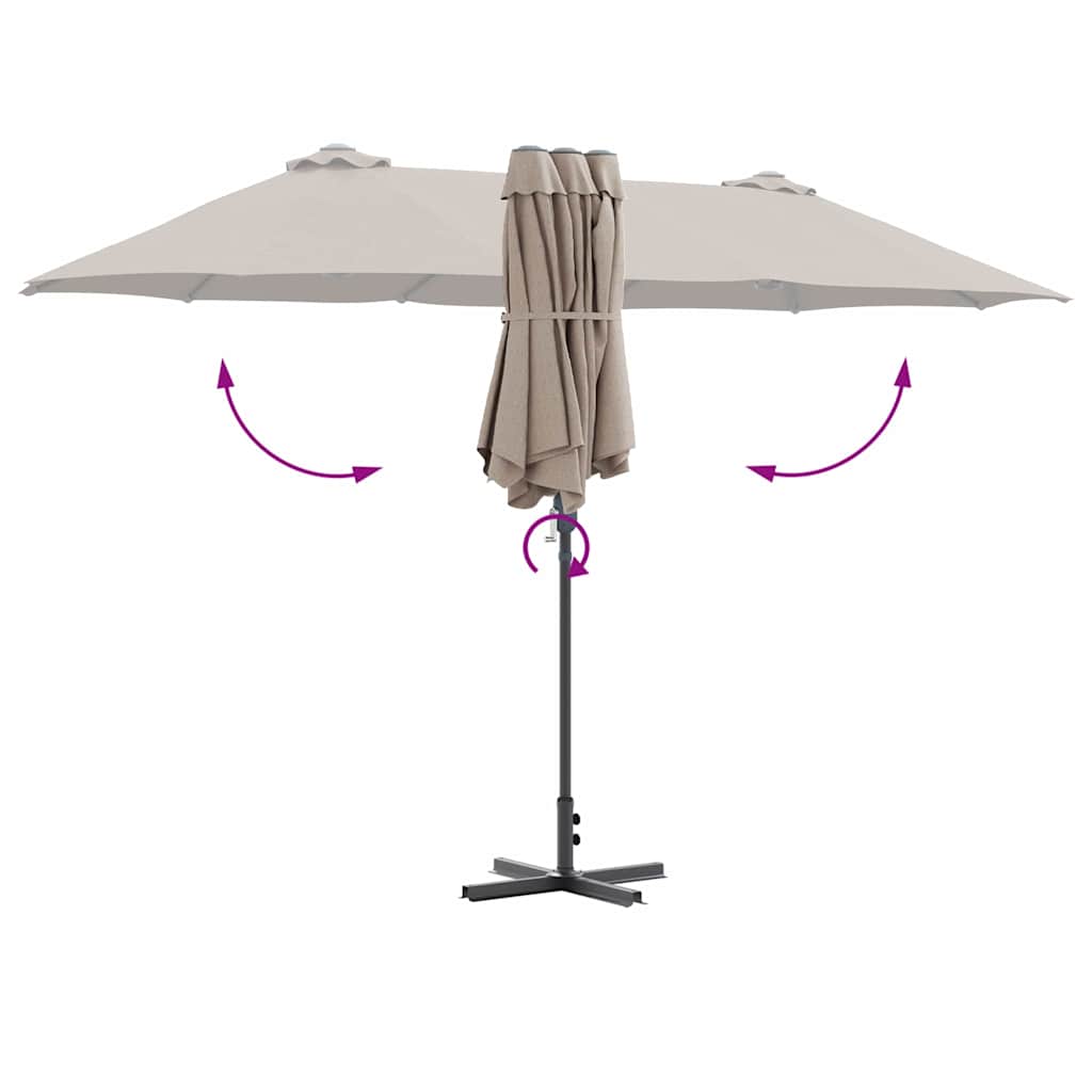 vidaXL Garden Parasol Taupe 370 x 197 x 239 cm Polyester and Aluminium