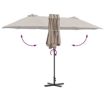 vidaXL Garden Parasol Taupe 370 x 197 x 239 cm Polyester and Aluminium