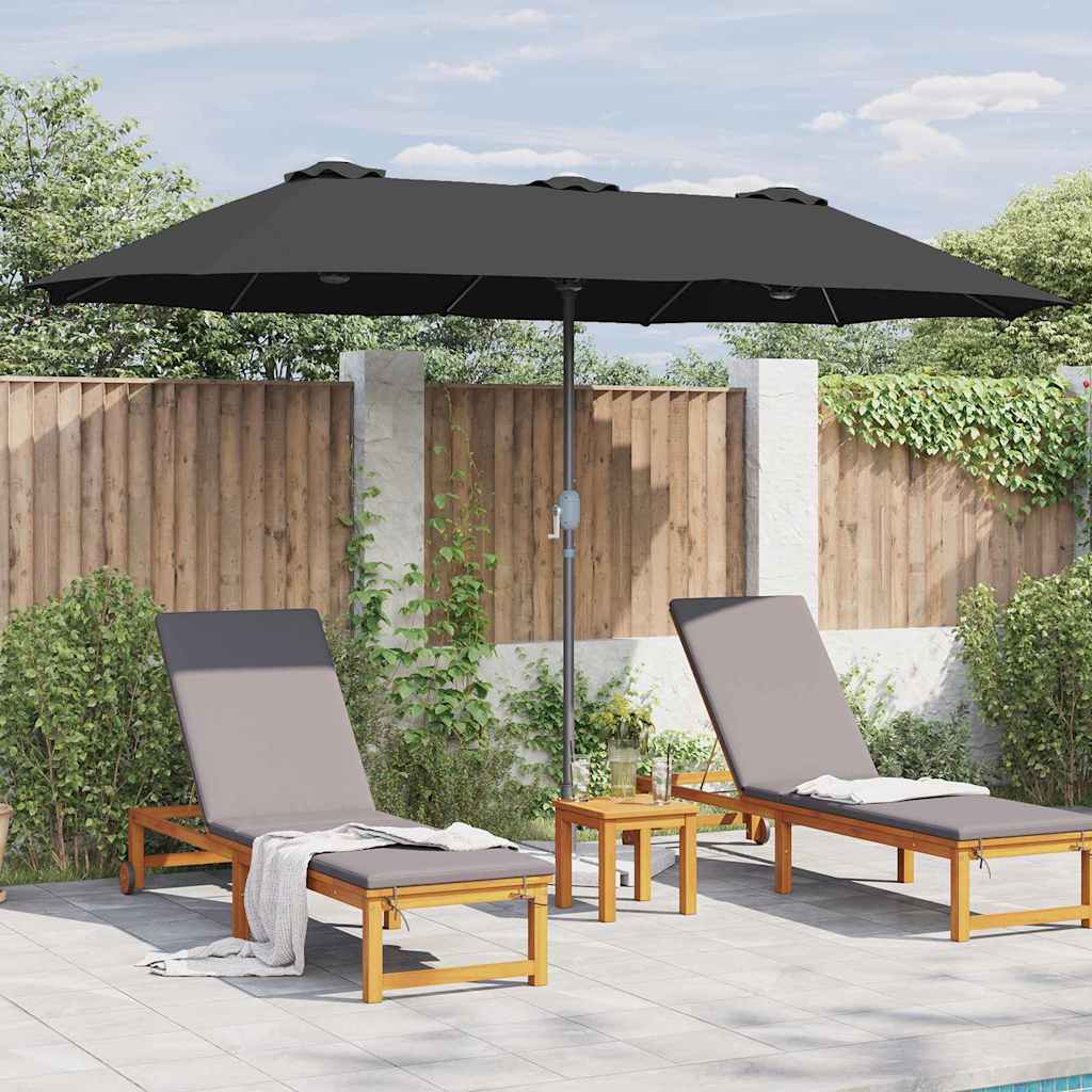 vidaXL Garden Parasol Black 370 x 197 x 239 cm Polyester and Aluminium