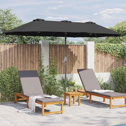 vidaXL Garden Parasol Black 370 x 197 x 239 cm Polyester and Aluminium