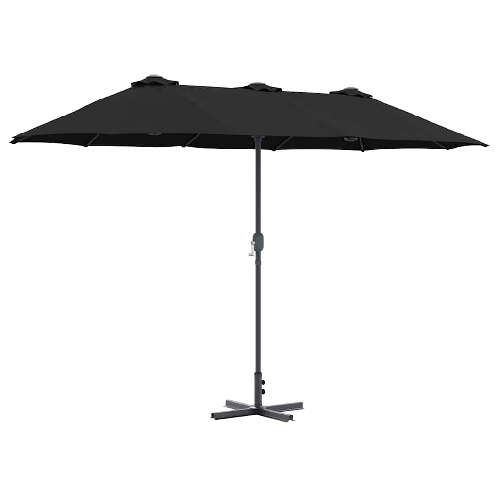 vidaXL Garden Parasol Black 370 x 197 x 239 cm Polyester and Aluminium