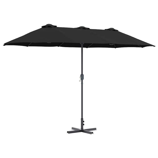 vidaXL Garden Parasol Black 370 x 197 x 239 cm Polyester and Aluminium